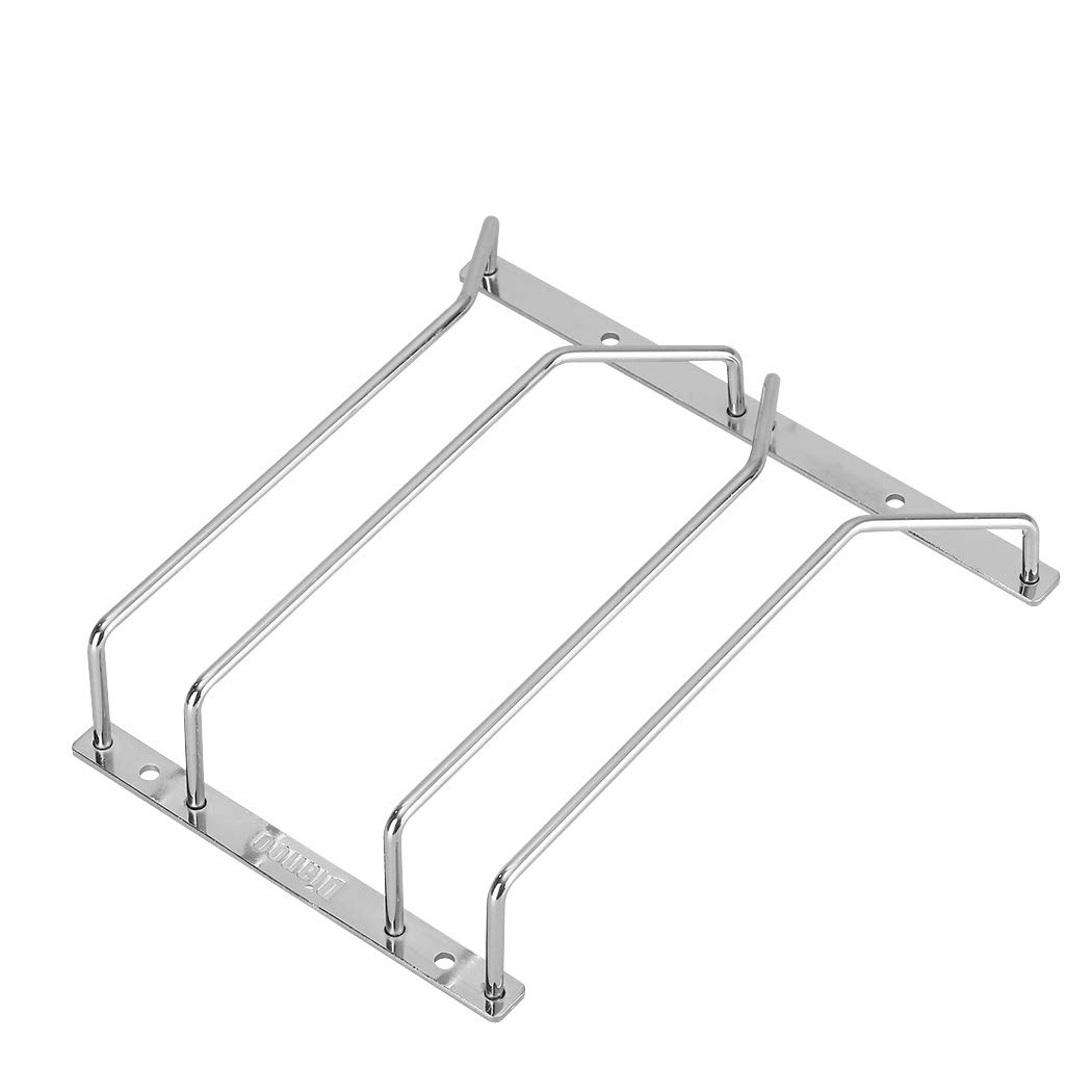 Dianoo Wine Glass Holder, Stemware Rack, Wine Glass Rack with Screws, Chrome-Plated, 22 cm, 2 Rows Silver