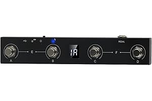 MVAVE Portable MID1 Footswitch Controller Metal Pedal With 4 Buttons Rechargeable Battery USB Connection For Music Performanc