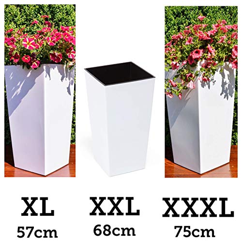 MELTOM Blumentopf aus Kunststoff in Hochglanz Pflanzkübel Blumenkübel mit Herausnehmbaren Einsatz (XL) – Bild 7