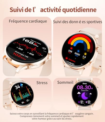 Women's Smart Watch, 1.32 Inch AMOLED Screen, Ultra-Thin Elegant Women's Watch with 2 Bracelets & 2 Cables, 116 Sports Modes, Cycle/Heart Rate/Sleep Tracking for Android iOS, IP68, FV23-D