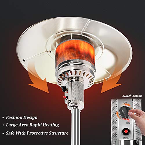 Bathonly Environmentally Safe Patio Heaters Garden Heater with Wheels,Commercial Outdoor Patio Heater Propane - Thumbnail 2