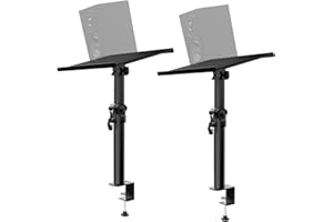 Studio Monitor Stands Pair Height and Tilt Adjustable,Desktop Speaker Stands with Padding&Desk Clamp,Heavy Duty Bookshelf Spe