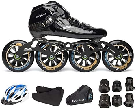 XZ15 Adult Inline Skates, Professional Competition Black Single Row Skating Shoes, Beginner Carbon Fiber Red Quad Roller Skates (Color : Black, Size : EU 36/US 4.5/UK 3.5/JP 23cm)