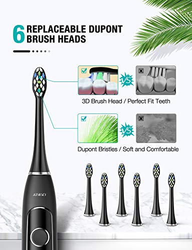 ATMOKO Electric Toothbrush, Sonic Power Whitening Toothbrush with 40,000 VPM Motor - 5 Modes - Wireless Charging - 6 Indicator Dupont Brush Heads with Travel Case ATMOKO Electric Toothbrush, Sonic Power Whitening Toothbrush with 40,000 VPM Motor - 5 Modes - Wireless Charging - 6 Indicator Dupont Brush Heads with Travel Case