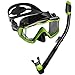 Cressi Pano 3 & Supernova Dry Mask & Snorkel Kits, Black/Lime