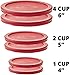 Anchor Hocking Replacement Lids - for 4 Сup Round (2 pcs), 2 Сup Round (2 pcs), 1 Сup Round (2 pcs), Total Set of 6 Red Lids