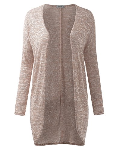 BIADANI Women Drop Shoulder Hacci Classic Cardigan Sweater Mocha X-Large