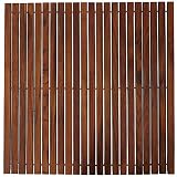 Bare Decor Fuji String Spa Shower Mat in Solid Teak Wood Oiled Finish. XL Square 30" x 30"