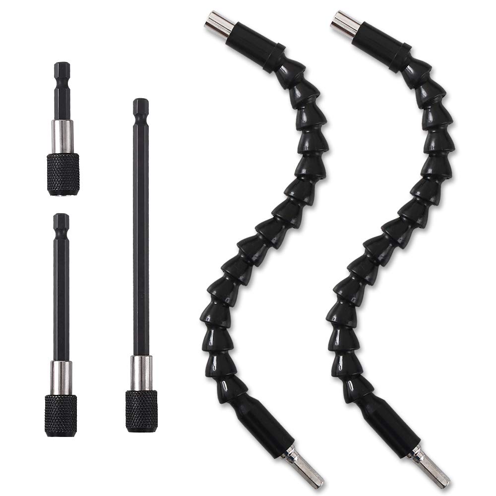 Cozihom 1/4’’ Drill Bit Extension Set, 2 Pieces Flexible Drill Bit Extension Shaft, 3 Pieces Quick Change Magnetic Screwdriver Bit Holder