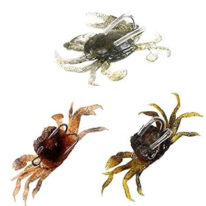Yghh 3 Pièces Leurres De Pêche Souples, Leurre De Pêche, Appât De Crabe, Doux Extérieur Portable Pvc 3d Crabe Leurre Avec Crochet Pour Bream, Bass, Flathead, Whiting, Snapper (3 Couleurs)