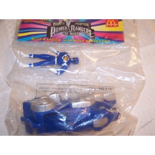 Mighty Morphin Power Rangers the Movie Blue Ranger with Wolf Ninjazord (McDonalds Happy Meal Toy)