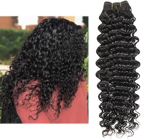Keyu Deep Wave Curly Clip in Human Hair Extensions Hair Weft 7pcs/set 70g Natural Black (20inch)