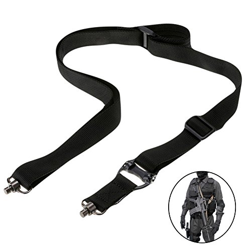 CyberDyer Quick Detach Tactical Military Two Points Safety Belt Adjustable Rifle Sling Strap Shooting Outdoor Accessories (Black)