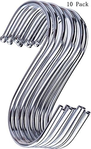 Kcxsy Metal S Shaped Hanging Hooks for Home and Office, Silver (10)