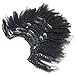 Luwigs 12 Inch Afro Kinky Curly 4B 4C Clip in Hair Extensions Natural Color 7Pcs/Set Brazilian Virgin Human Hair Clip Ins for Black African American Women