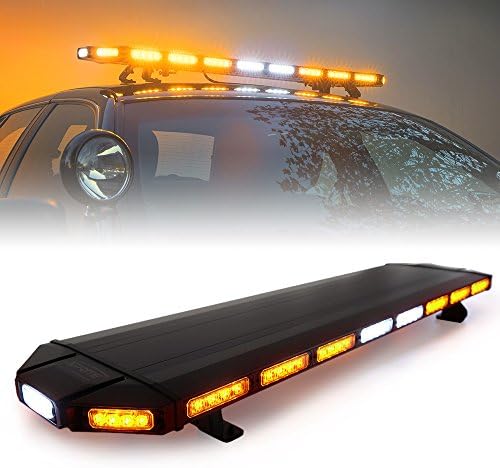 Xprite Black Hawk 48" Amber Emergency Warning Security Strobe Light Bar, Professional Extreme High Intensity Low Profile Roof Top lightbar for Plow or Tow Truck Construction Vehicle