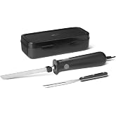 Amazon Basics Electric Knife Set for Meat Slicing and Bread, Ergonomic Design Handle with Storage Case, Black