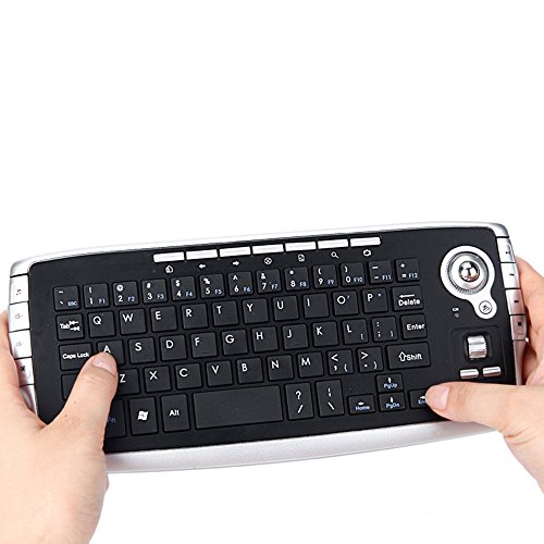 Docooler E30 2.4GHz Wireless Keyboard with Trackball Mouse Scroll Wheel Remote Control for Android TV Box Smart TV PC Notebook Black - Thumbnail 3