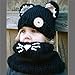 Jenny Shop Winter Kids Warm Fox Animal Hats Knitted Coif Hood Scarf Beanies for Autumn Winter, Black