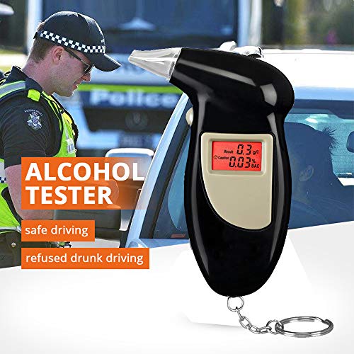 Alcohol Tester Breathalyzer Keychain, iPstyle Portable Professional Semiconductor Highly-Accurate Result Digital Blood Breath Tester for Driver with 5 Mouthpieces (Alcohol Tester)