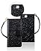 FLYEE Case Compatible with iPhone 7 Plus/8 Plus/SE-5.5 inch,Wallet Case for Women and Girls with Card Holder,Premium Leather Flip case Kickstand Cover with Wrist Strap-Embossed Flowers Black