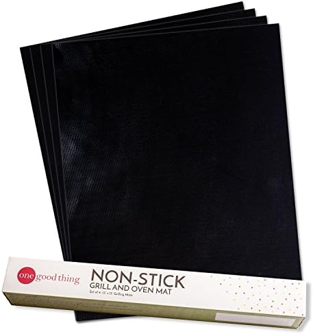 One Good Thing Non-Stick Grill and Oven Mats (Set of 4) 13 x 15 inch Reusable FDA Approved, PFOA Free BBQ and Baking Mats