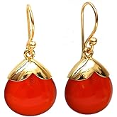 Gempires Gemstone 15 mm Pear With Gold Cap Hook Earring,Statement Birthstone jewelry, Teardrop shaped Earring