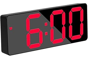 UrbanHui,Multifunctional Digital Alarm Clock, 12/24H Format, Snooze Option, Auto Brightness Dimming, Minimalist Design, Easy 