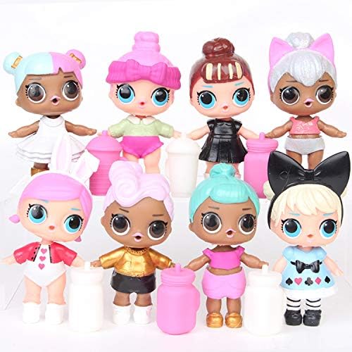 CHICHUN American LOL Dolls Toys with Feeding Bottles PVC Kawaii Children Toys 8pcs/Set