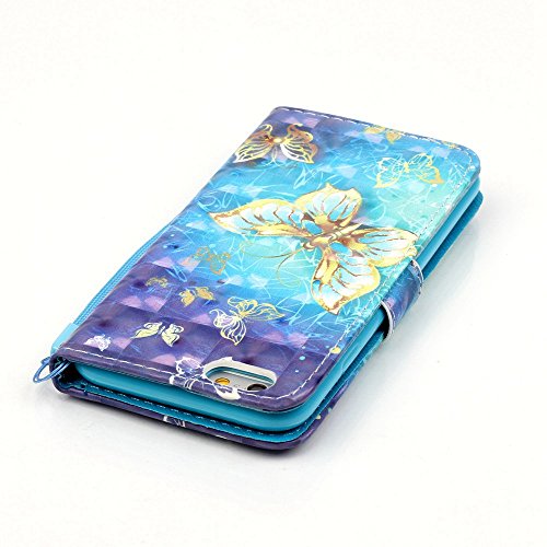 iPhone 6s Case, iPhone 6 Case, 6s Wallet Case, JanCalm [Wrist Strap] [Kickstand] [3D Painted] [Card/Cash Slots] Pattern Premium PU Leather Wallet Magnetic Flip Folio Cover + Crystal pen (Butterfly) - Thumbnail 7
