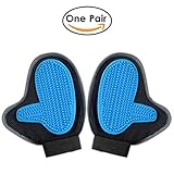 Bonve Pet Dog Grooming Glove – Efficient Pet Deshedding Brush Glove Best Hair Remover for Long Short Hair Dogs Cats blue