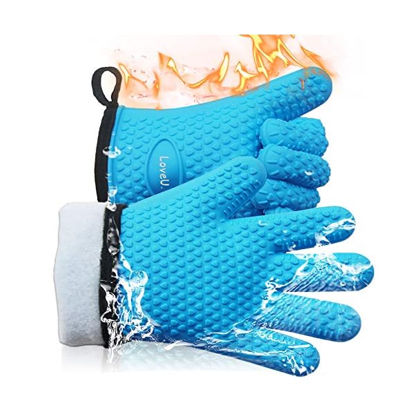 Loveuing Kitchen Oven Gloves Silicone and Cotton DoubleLayer Heat