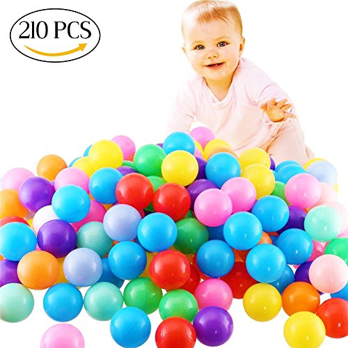 FINGOOO Phthalate Free Fun Crush Proof Balls Soft PE Air-Filled Ocean Ball Play Balls Pit Balls for Baby Kids Tunnel/Tent/ Pool /Swim Jump House Pack of 210 - Thumbnail 3