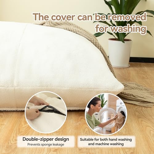 WWI Soft Bean Bag Cozy Bean Bag Bean Bag Chair Best for Lounging Indoor Kids & Adult Soft Velvet Fabric Comfy Couch with Handle (beige)