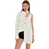 Atelier Muguet One Shoulder Button-Front Mini Dress, White, Gold Hardware