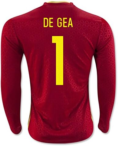 Red #1 de Gea Home Match Long Sleeve Soccer Adult Jersey EURO 2016
