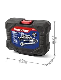 WORKPRO juego de dados de 24 unidades con carraca de 3 8 de pulgada, con estuche moldeado