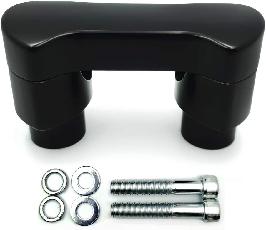NBX- 2 inch / 2" Tall 1.25" Mount Black Hefty Handlebar Riser/Top Clamp Kit Compatible With Harley