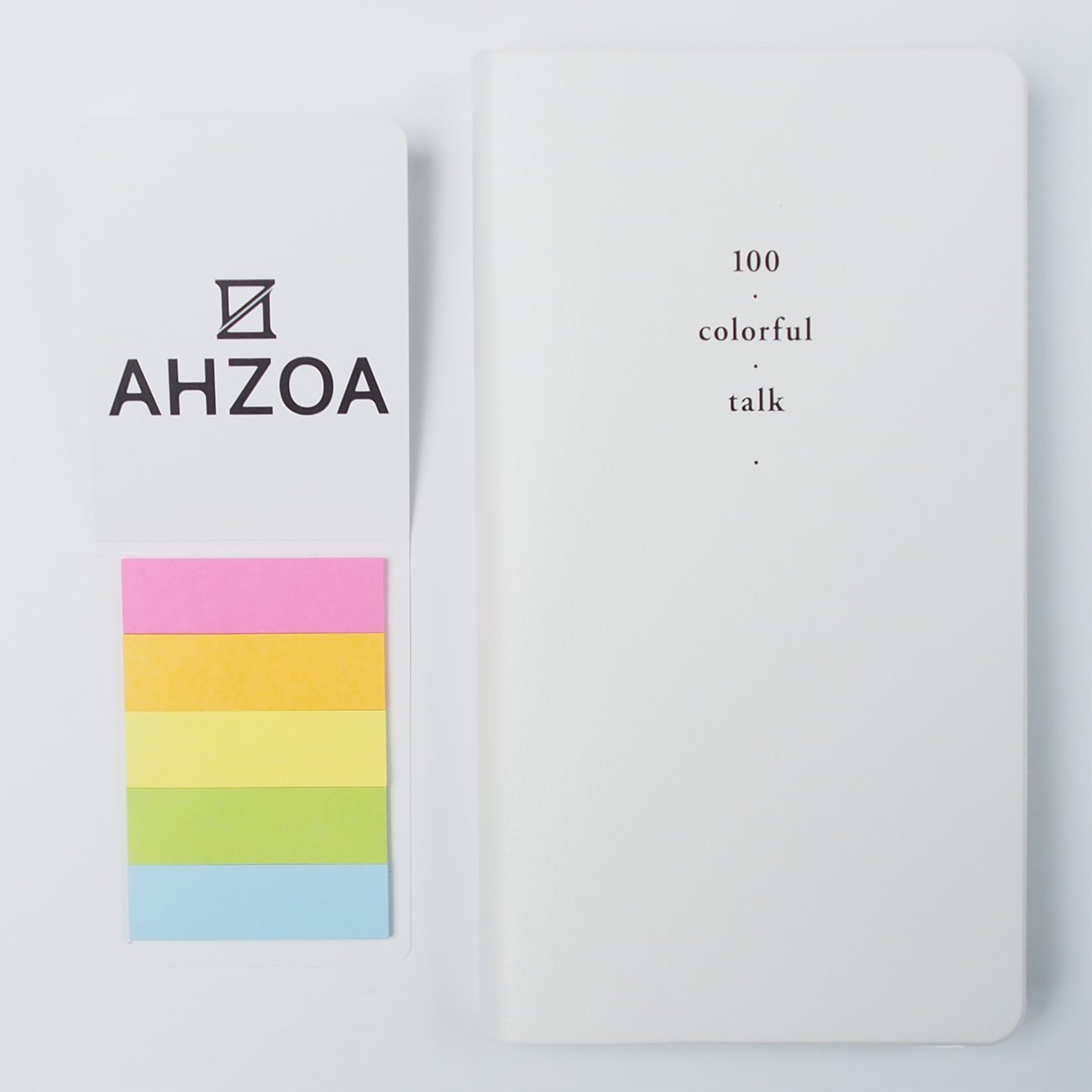 Daily Planner - Meeting Planner and AHZOA 5 Colors Sticky Flag Set, Undated, Schedule Management, Synthetic Leather Cover (White)