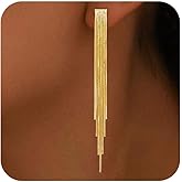 Tituthia Gold Earrings for Women Trendy, Simple Dainty 14K Gold Plated Paperclip Square Chain Link Dangle Hoops Earrings Pin Stud Huggie Earrings Lightweight Hypoallergenic Minimalist Aesthetic Gold Jewelry for Christmas Gifts