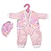 HappyBB 2 PCS Baby Doll Clothes Fits 16 inches American Girl Doll - Pink Printed Romper & Pink Stripes Romper with Hat