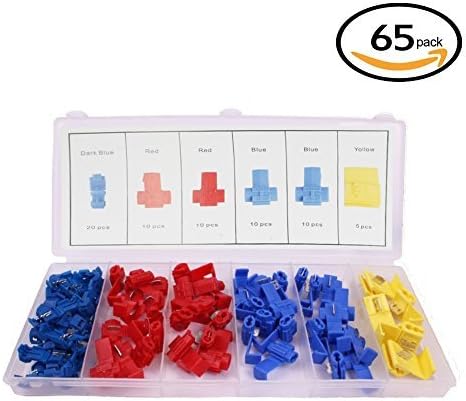 Wayseek 65PCS Splice Wire Connector Cable Electrical Clip Terminal Crimp Scotch Lock With Box