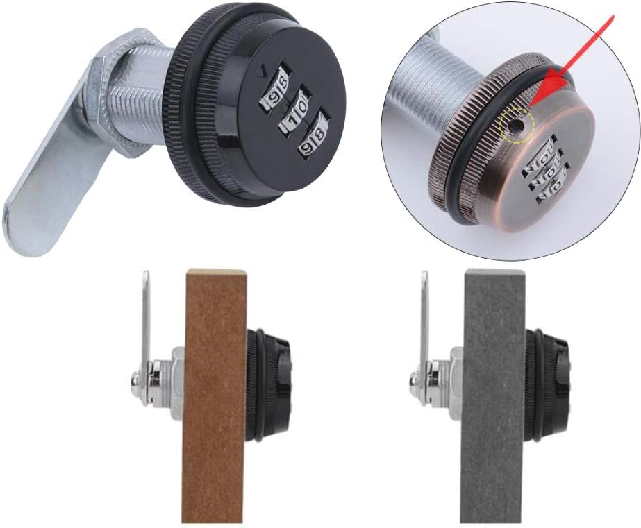 Combination Cam Lock Password Coded Lock Security Locks (3 Pack) for Safety of Box Cabinet Drawer 3-Digit 90 Degree Rotary Zinc Alloy (30mm): Office Products