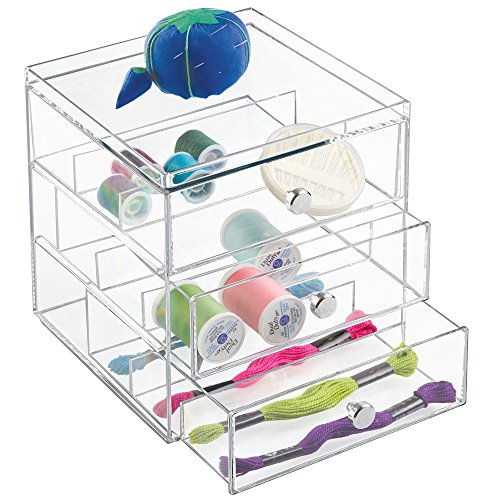 InterDesign 36230 3 Drawer Glass Vanity Organizer, Clear