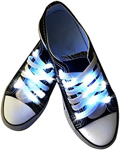 AOBMY LED Light Up Shoelaces Shoestring Battery Powered Flash Lighting the Night Best For Party Hip-hop Dancing Skating Running Cosplay Decoration Light Up Shoelaces (120cm, White)