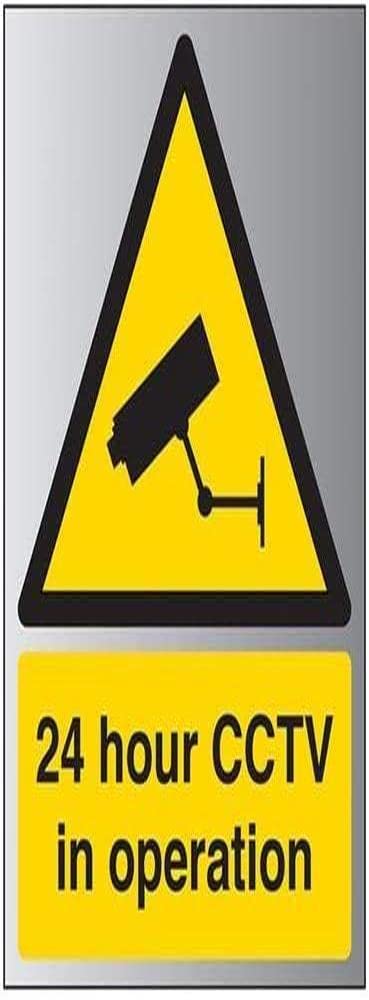 V Safety 24 Hour CCTV In Operation Sign - 300mm x 400mm - 3mm Brushed Alu Comp
