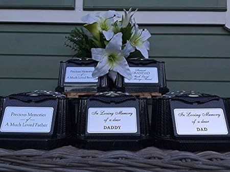 Personalised Male Relation Black Pillar Memorial Grave Flower Pot