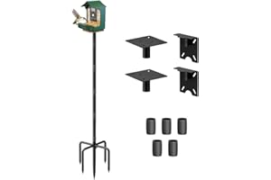 Sungaryard 90inch Upgrade Bird House Pole for Outdoor Bird Feeder Bath, Heavy Duty Adjustable Birdhouse Stand Holder with 4 Plates & 5 Prong Base for Garden, Yard, Outside(NO Birdhouse & Birdbath)