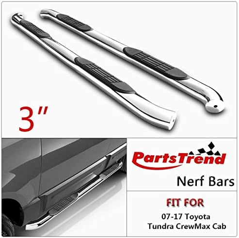 3 Inch Stainless Steel Side Steps Nerf Bars Running Boards for 2007-2017 Toyato Tundra Crew Max Cab
