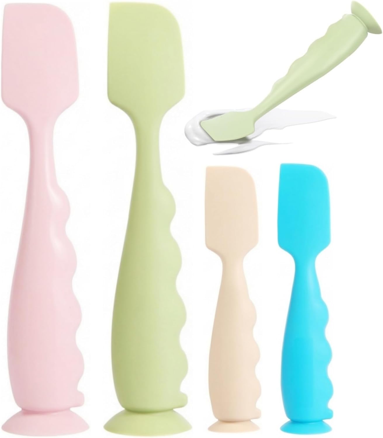 AYDRBMG Diaper Cream Spatula 4 Pack,Soft Baby Butt Spatula baby diaper cream Applicator,Convenient Diaper Rash spatula,Silicone Butt Paste spatula Brush (2 Large 2 Small)